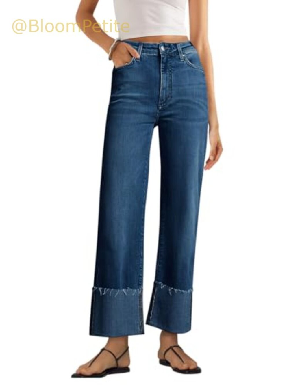 Women's High Waisted Wide Leg Stretchy Denim Jeans with Pockets